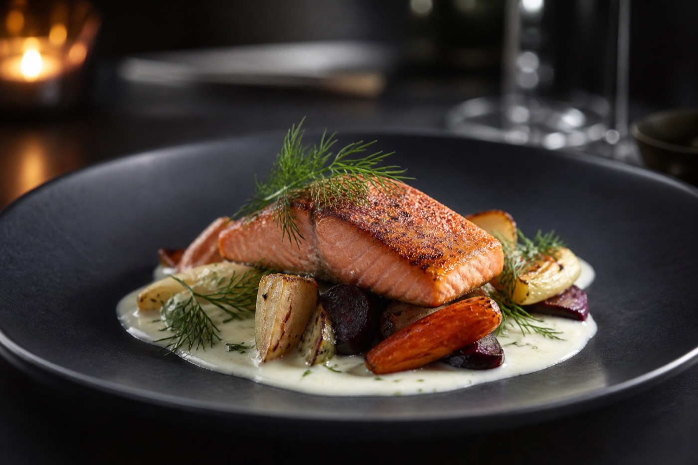 Nordic salmon plate with seasonal vegetables